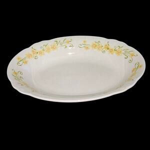 Nikko Ironstone Jonquil 9.5" Oval Serving Bowl Japan Vintage Yellow Floral